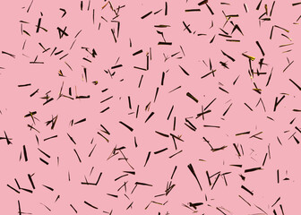 Abstract geometric golden sparkly on pastel pink paper background. Trendy color of year. Festive holiday backdrop. Birthday congratulations Christmas New Year.