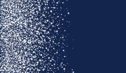 Naklejka na ściany i meble White glitter texture on a blue background. Explosion of white confetti. Suitable for wedding invitations, Christmas and greeting cards.