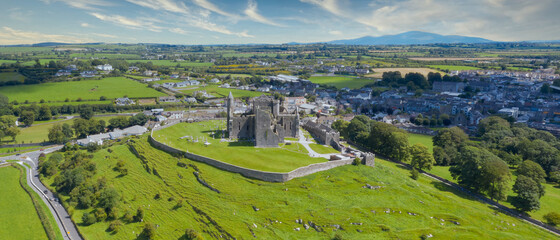 Irish Landmark Rock of Cashel king Ireland amazing aerial drone scenery view