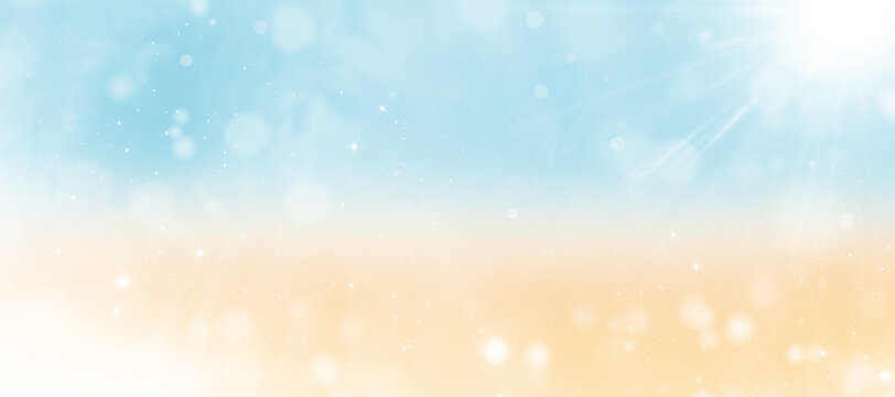 Seascape and sand on a blurred background with bokeh. Marine background illustration. Summer concept