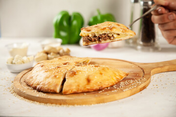 Beef cheese mushroom stuffed naan