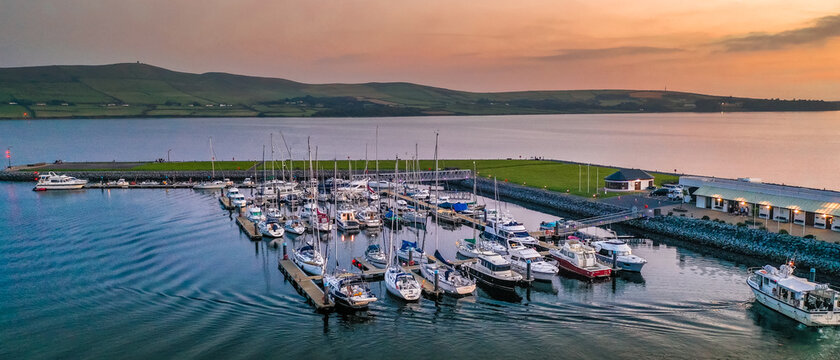 Dingle Harbor Ireland aerial amazing scenery view old Irish landmark traditional town boats