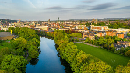 Cork City Ireland amazing scenery aerial drone view sunset 
