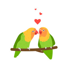 Cute parrots lovebirds. Vector illustration.
