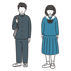 Naklejka premium 男女学生