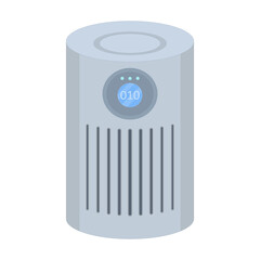 Air purifier. Filtration of viruses and dirty air. Vector illustration in flat style on an isolated white background.
