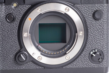 Mirrorless digital camera close up