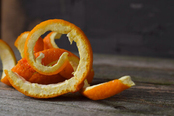 Orange spiral zest on the tree