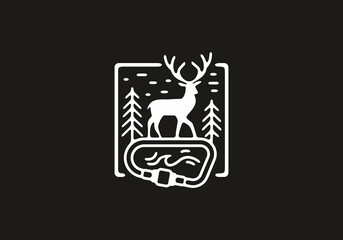 Deer and carabiner line art illustration tattoo
