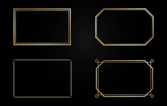 Set of vector gold frames. Design frames png. Frames on an isolated transparent background.