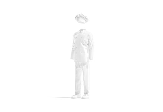 Blank white chef uniform mockup, side view