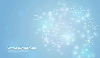 Connected molecules background design. Medical biotechnology, chemical banner. Molecule structure, microbiology recent vector web template