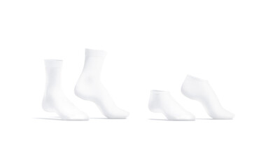 Naklejka premium Blank white long, low cut socks pair on tiptoe mockup