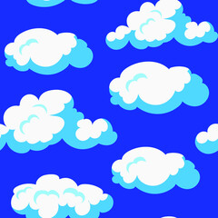 Clouds on a blue background, texture for design, seamless pattern, vector illustration
