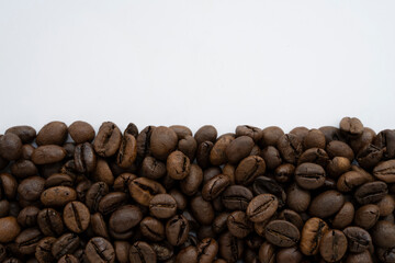 coffee beans background and white background