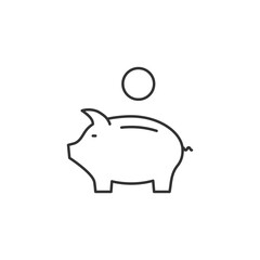 Piggy Bank Related Vector Line Icon. Sign Isolated on the White Background. Editable Stroke EPS file. Vector illustration.