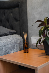 Hotel decoration with natural fragrances. Home-made incense diffuser for interior aromatic. 