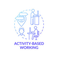 Activity-based working concept icon. Office environment idea thin line illustration. Choosing right spaces for tasks. Adaptation to employees needs. Vector isolated outline RGB color drawing