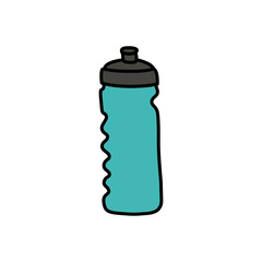 sports water bottle doodle icon, vector color illustration