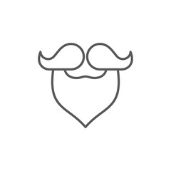 Mustache and beard icon isolated on color background. Barbershop symbol. Facial hair style. Vintage style drawing. Vector Illustration