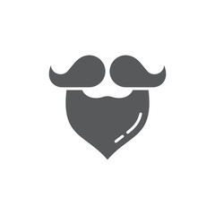 Mustache and beard icon isolated on color background. Barbershop symbol. Facial hair style. Vintage style drawing. Vector Illustration