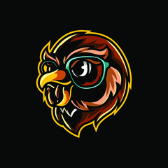 Geek Owl Head Mascot Logo