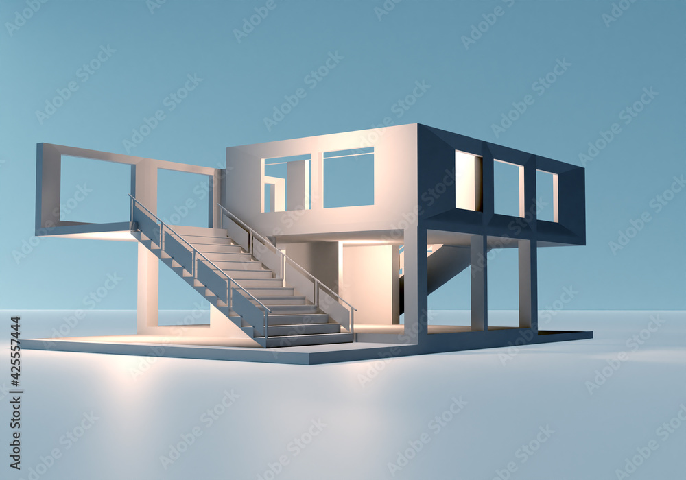 Poster architectural layout. modern building project. white architectural layout. architectural layout with