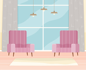 Flat design interior. Planning and arrangement of furniture in apartment. Living room. Home lifestyle. Style house