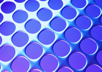 Abstract blue background. Background with many round holes. Blue texture for the site. Abstract pattern. Wallpaper with many round elements. 3D three-dimensional background