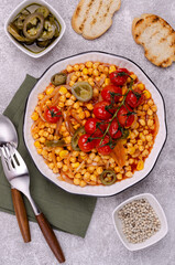 Stewed chickpeas with vegetables