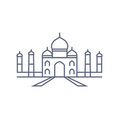 Taj mahal line icon - indian palace simple linear pictogram on white background. Vector illustration.