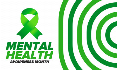 Mental Health Awareness Month in May. Annual campaign in United States. Raising awareness of mental health. Control and protection. Prevention campaign. Medical health care design. Vector illustration