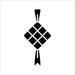 ketupat flat icon sign symbol, vector illustration on white background, color editable. eps 10