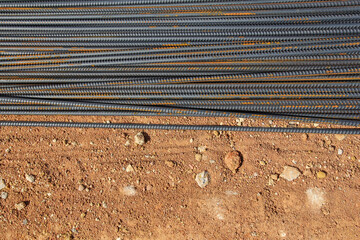 steel reinforcement rebars on the ground