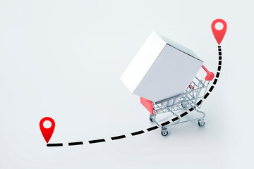 Online order tracking with map. Delivery and  logistics concept.