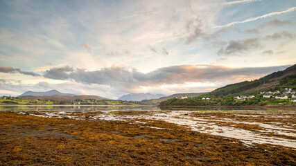 Tide out early morning  Loch Portree Skye