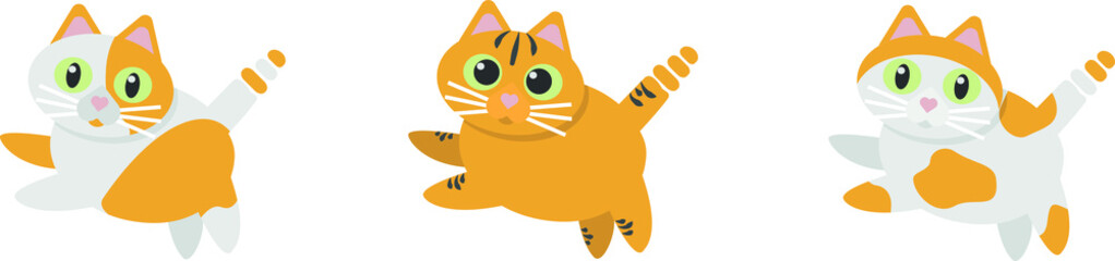 Vector drawings of cats of orange color
