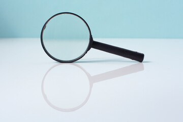 Magnifying glass . Copy space. Minimal creative concept.