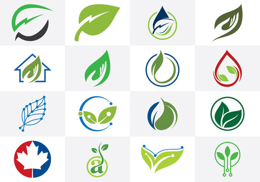 Creative Leaf Technology Logo Design Template, Green Technology logo designs concept