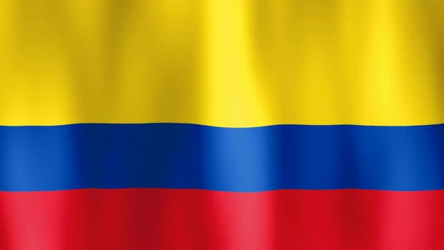flag of Colombia in motion fluttering in light breeze. Wind waves sway flag of Colombia. Animated background for announcing events. Video
