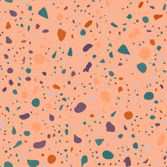 Terrazzo seamless pattern. Orange classic flooring