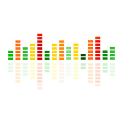 Color digital equalizer with reflection over white background. Vector illustration