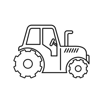 Simple tractor vector illustration with linear style isolated on white background. Line tractor icon