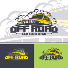 Off-road car logo template in three versions. Two colors artwork. © slava