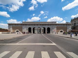 Outer castle gate in front of the New Castle, Hofburg, Inner City, Vienna, Austria,