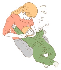 歯みがきを嫌がる子ども（シンプルカラーバージョン）