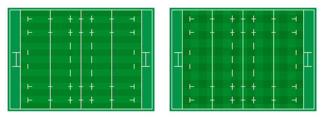 rugby field markings lines with different types of grass, rugby playground top view. Sports ground for active recreation. Vector