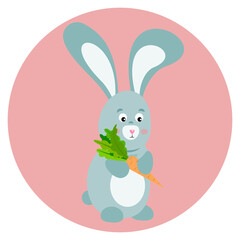 vector bunny with carrot in cartoon style