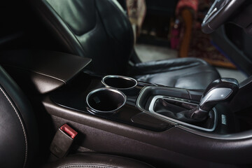 Details of interior of black car