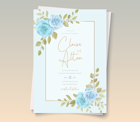 Hand drawn wedding invitation template with floral theme